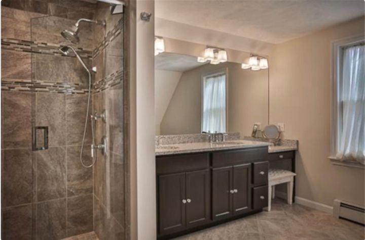 Bathroom remodel with granite counter and vanity -Groveland-MA