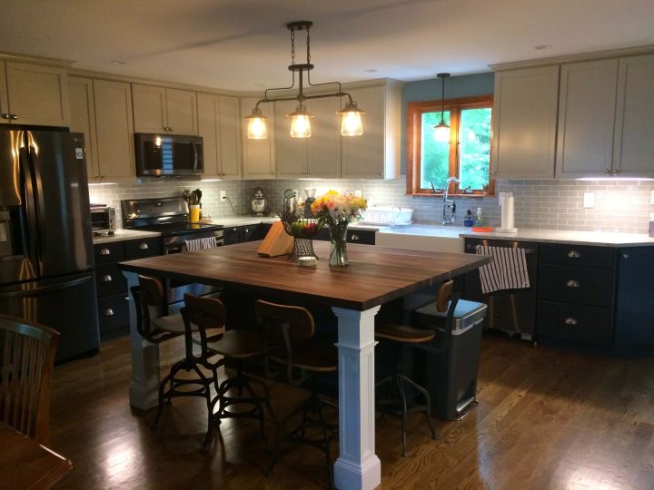 Kitchen remodel with butcher block counters -Burlington MA